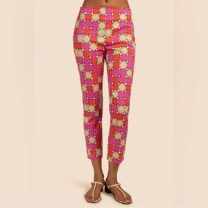 Trina Turk Lahaina Cropped Geometric Multicolor Pants Size 4 Stretch Vacation